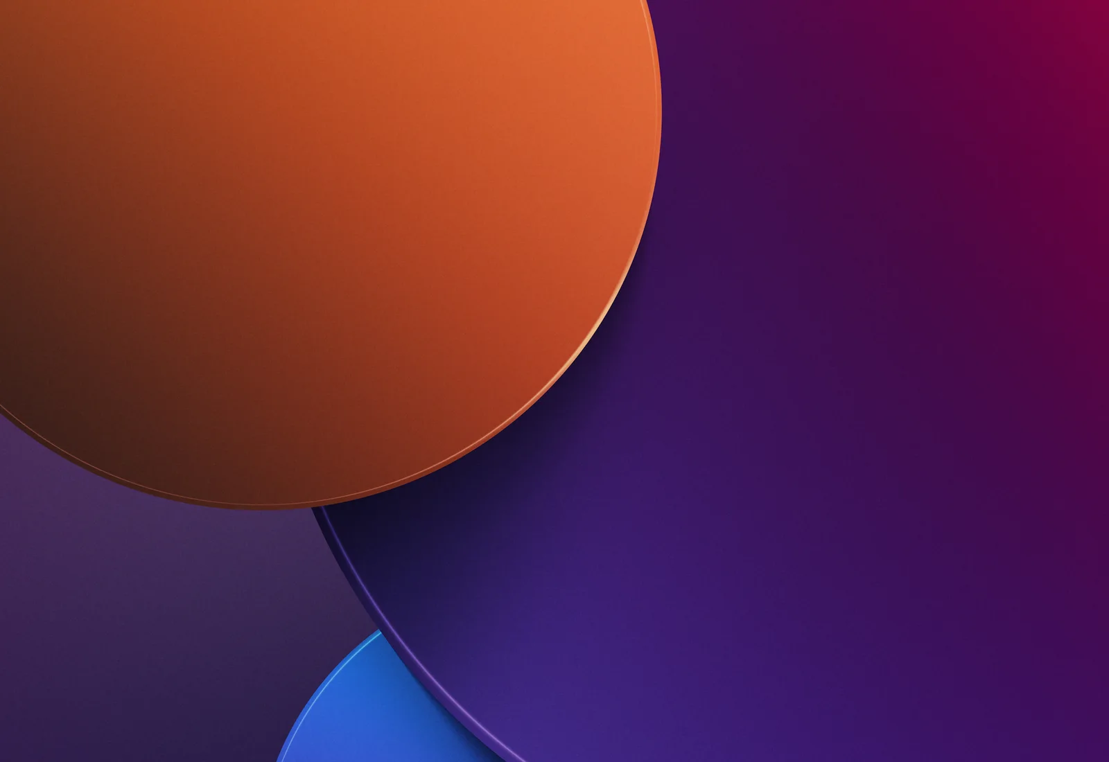 Composición abstracta de círculos naranja, violeta y azul